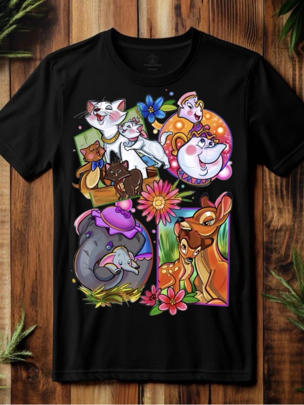 Disney-Inspired Cartoon Animal Graphic Tee - Black